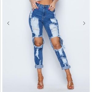 Vibrant miu mom/boyfriend jeans blue denim nwt